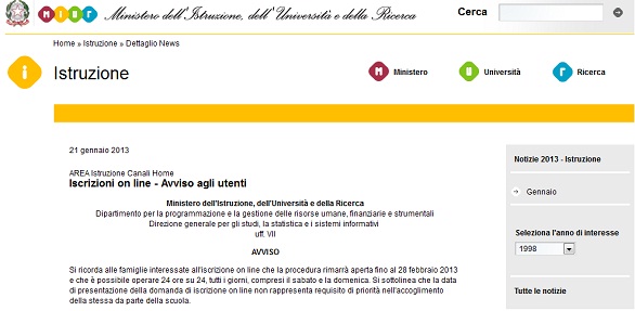 Iscrizioni per la scuola on line