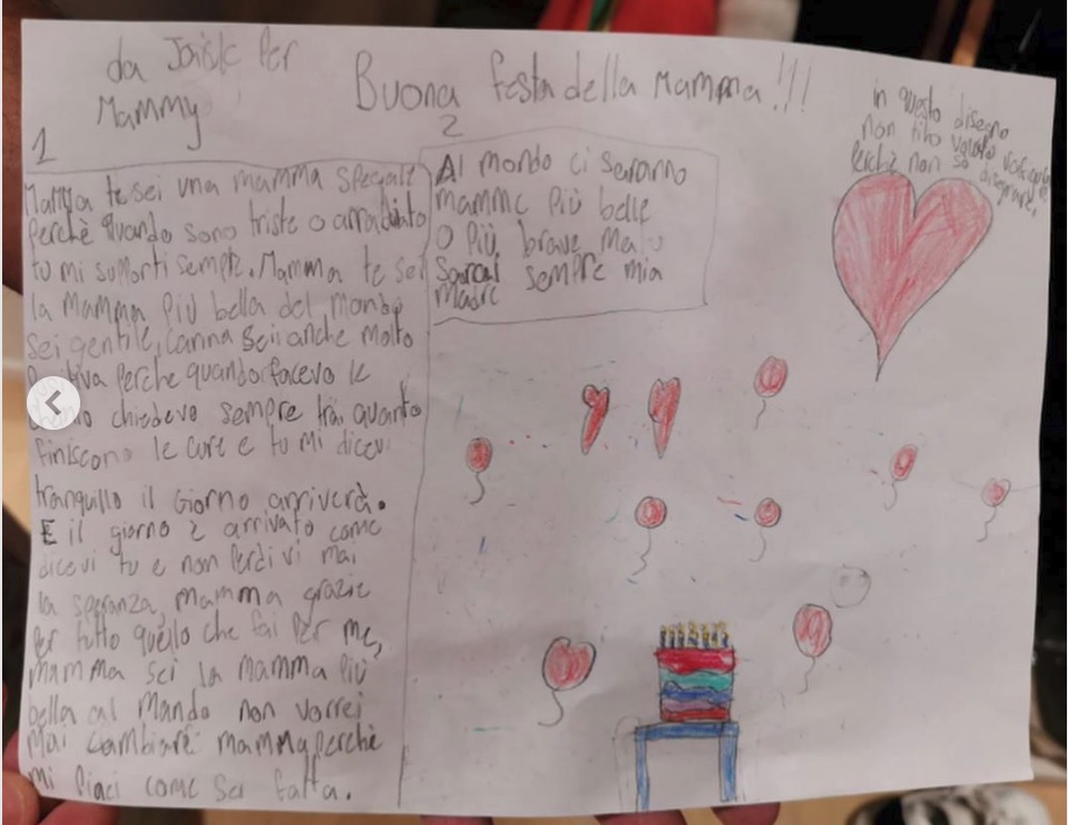 lettera del figlio di Elena Santarelli