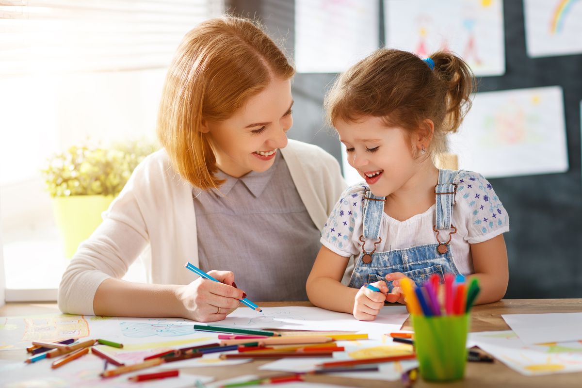 mamma bambina colorare