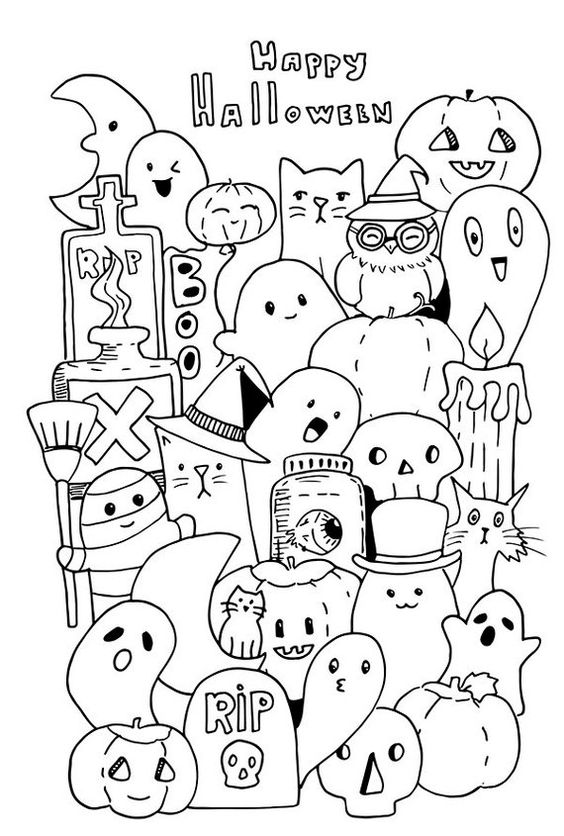 Disegni di Halloween kawaii da colorare per i bambini