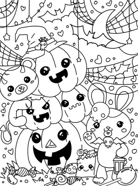 Disegni di Halloween kawaii da colorare per i bambini