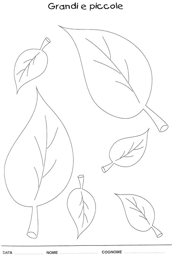 I disegni delle foglie da colorare e ritagliare per i bambini