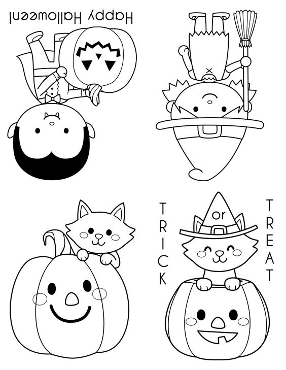 Disegni di Halloween kawaii da colorare per i bambini